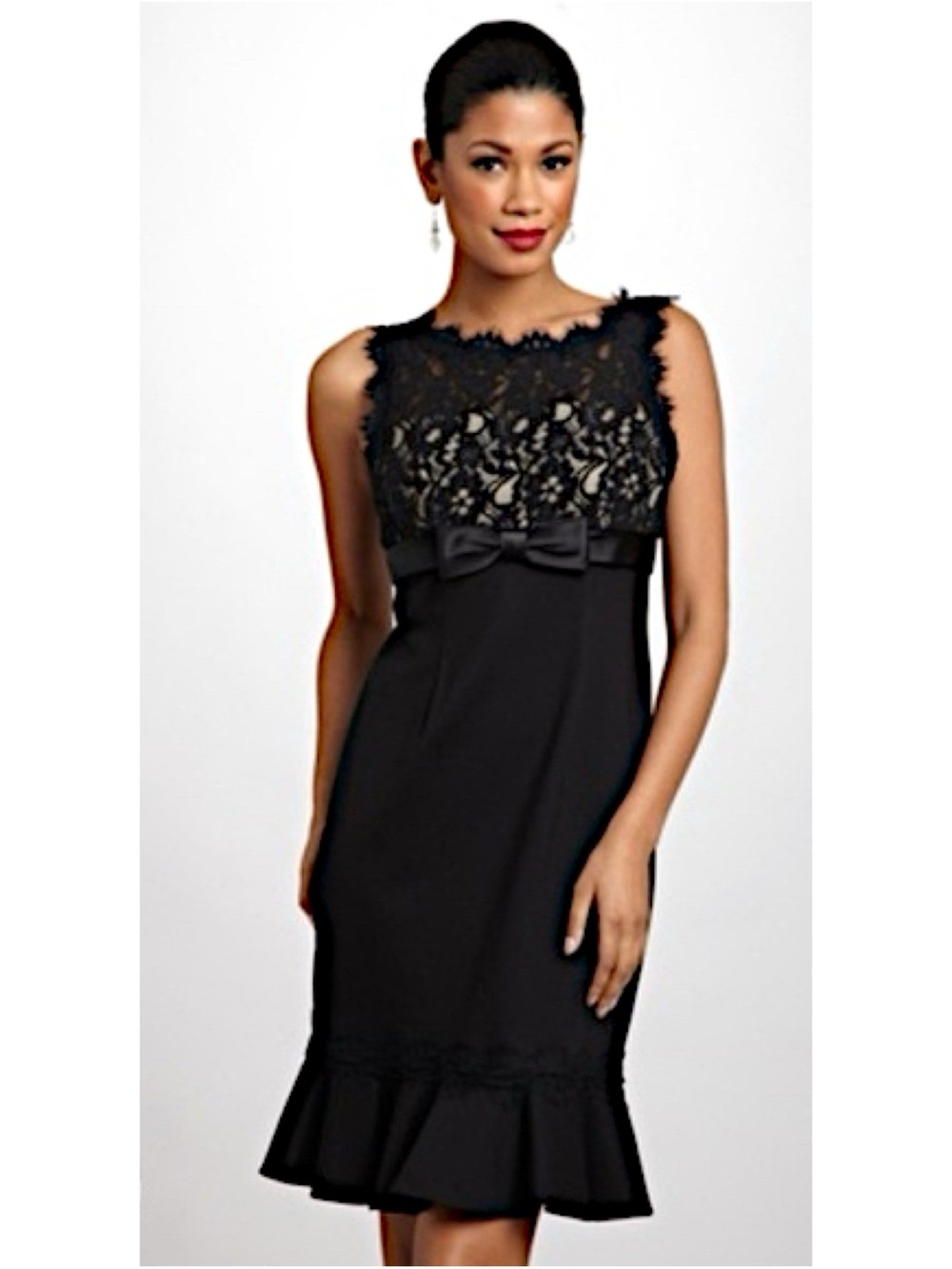 Nue by Shani Black Lace Detail Bow-Front Sleeveless Dress ❤️❤️